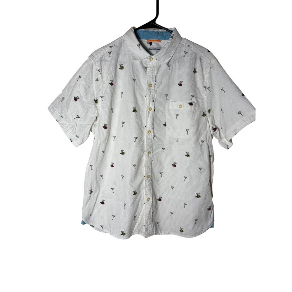 Tommy Bahama Men’s Size Large White Mix Master Camp Martini Button Down Shirt - Picture 2 of 9